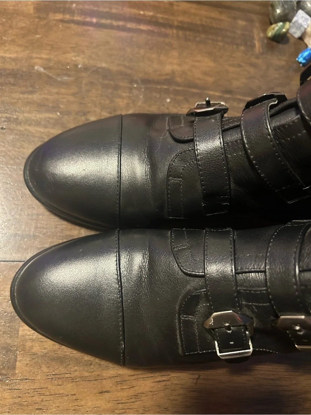 Stewart Weitzman Black Over-the-Knee Buckle Boots
